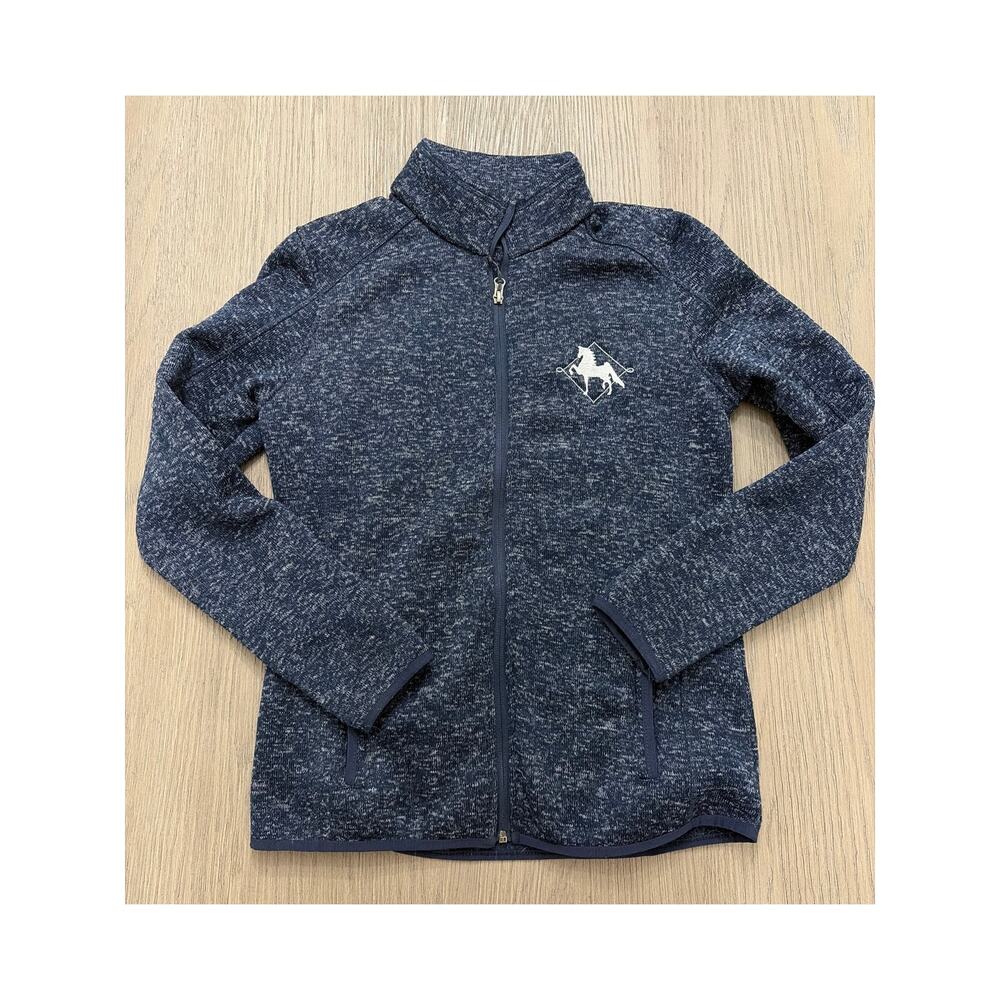 Port Authority Women’s Full Zip Fleece Jacket Medium Heather Navy, Horse Logo